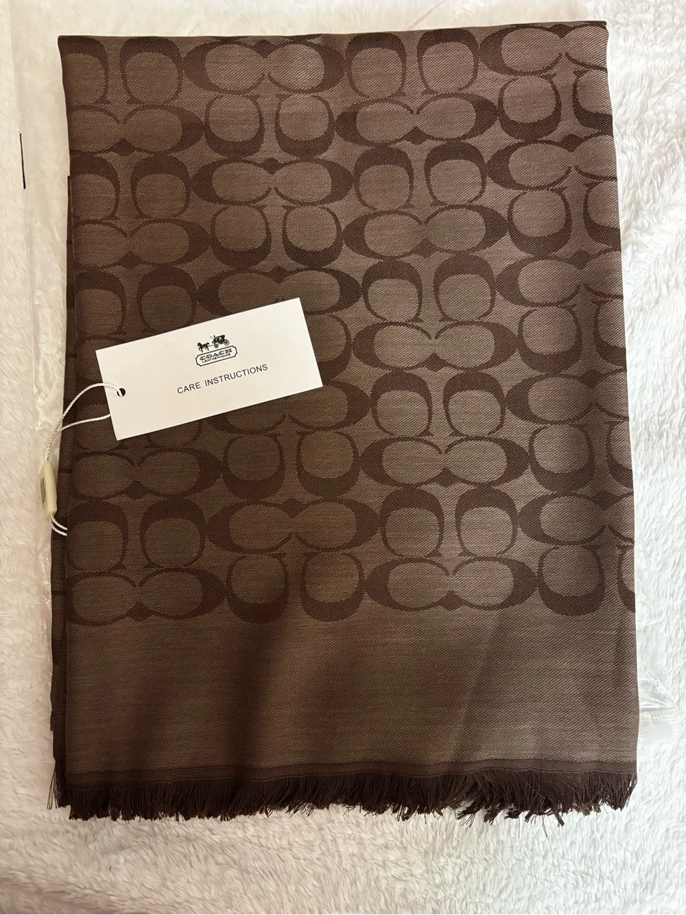 Coach Brown Signature Jacquard Scarf